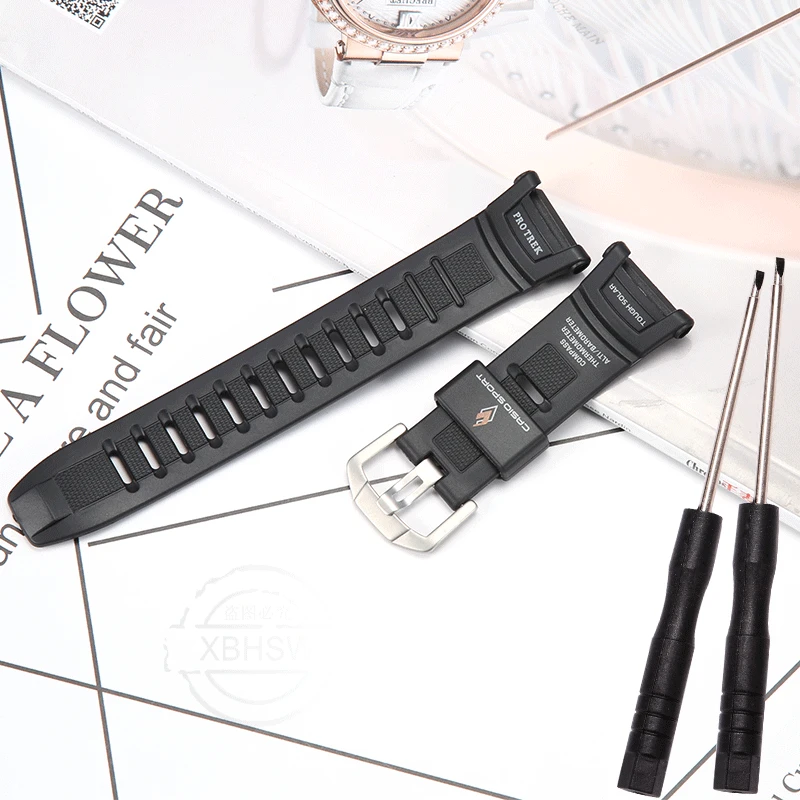 Correa de reloj de goma para Casio PRG-130 PRG130Y PRW-1500 Correa de reloj deportiva de resina resistente al agua para hombre Accesorios
