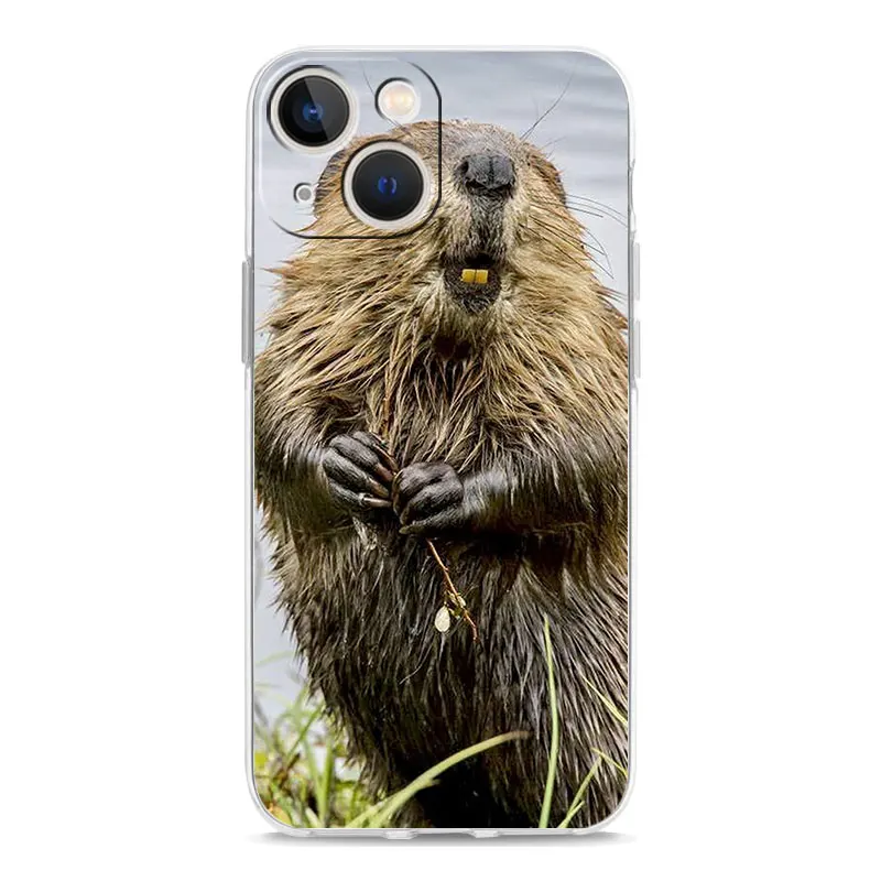 Clear Soft Cover with Funny Beaver Design - Protective Phone Case