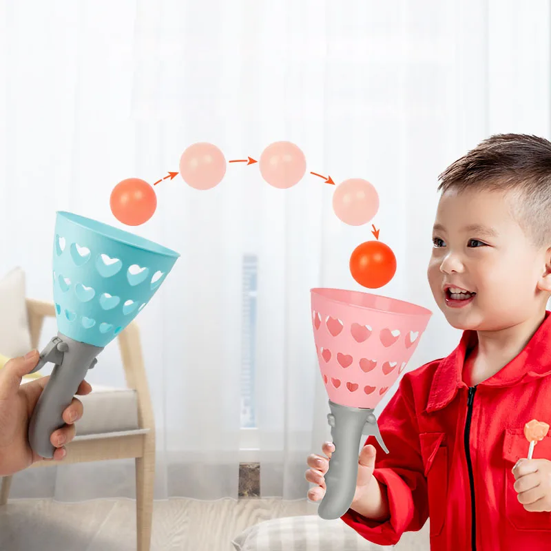 

2PCS Kid Outdoor Sports Ball Games Child Launch Throw Catch Ball Tennis Ping Pong Toys Parent-Child Interactive for Gift