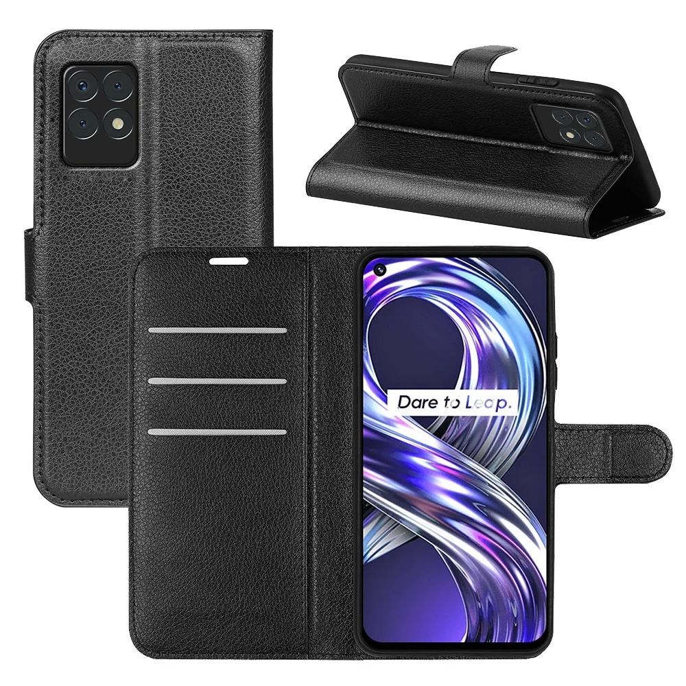 For Realme 8I  Realme Narzo 50 Case Luxury Leather Flip Wallet Phone For  Realme 8I  Stand Function Wallet Card Slot Case