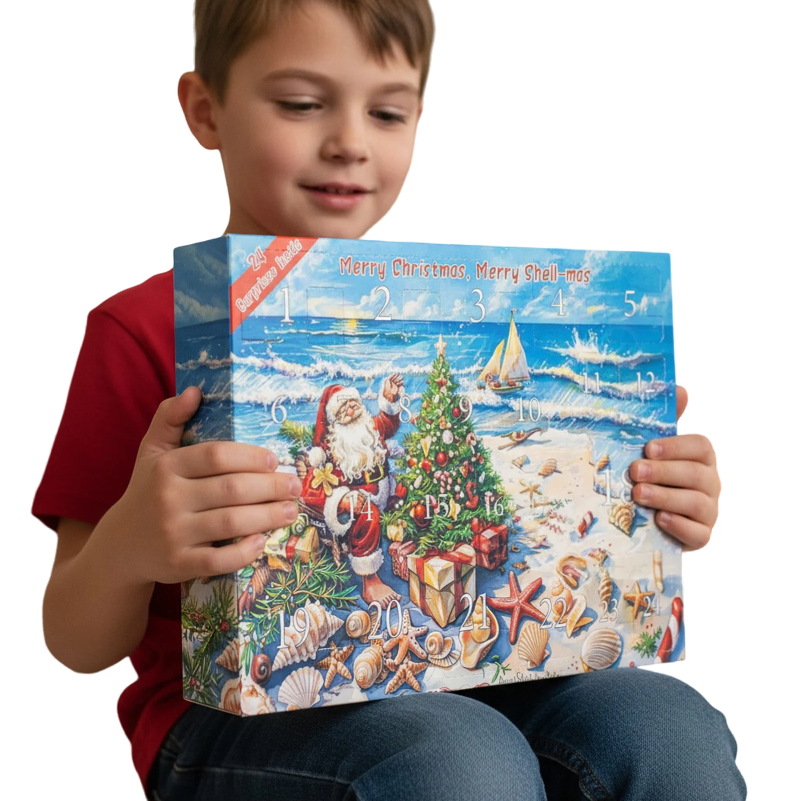 Seashells 24 Days Christmas Countdown Calendar Christmas Advent Calendar Xmas Countdown Calendar Holiday Gift for Kids