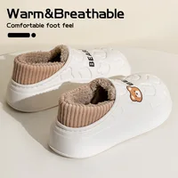 Waterproof cotton slippers for women in winter, new style for outdoor wear, non slip home insulation bag, and couple cotton shoe - Image 3