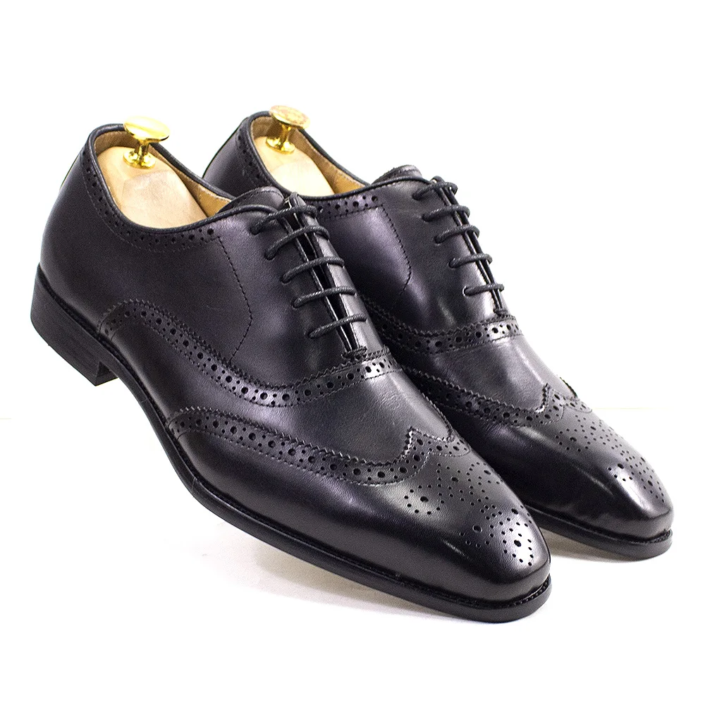 Size 6-13 Handmade Men's Wingtip Oxford Shoes Genuine