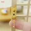 Cute Vintage Funny 1/12 Scale Dollhouse Miniature Door Lock and Key Doll House Fairy Mini Door Retro Metal DIY Accessories 3