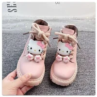 2025 new hello kitty real photos Spring drop shipping Girls' Small bow Fashion Children's Cartoon Girls kids boot children shoes 1