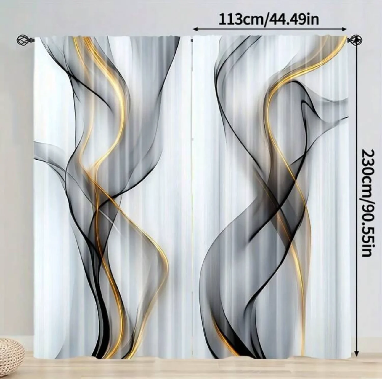 Cortinas estampadas con patrón ondulado vertical, cortinas con bolsa de poste, dormitorio y sala de estar, decoración del hogar, decoración de la habitación (v1.12.4) - Image 4
