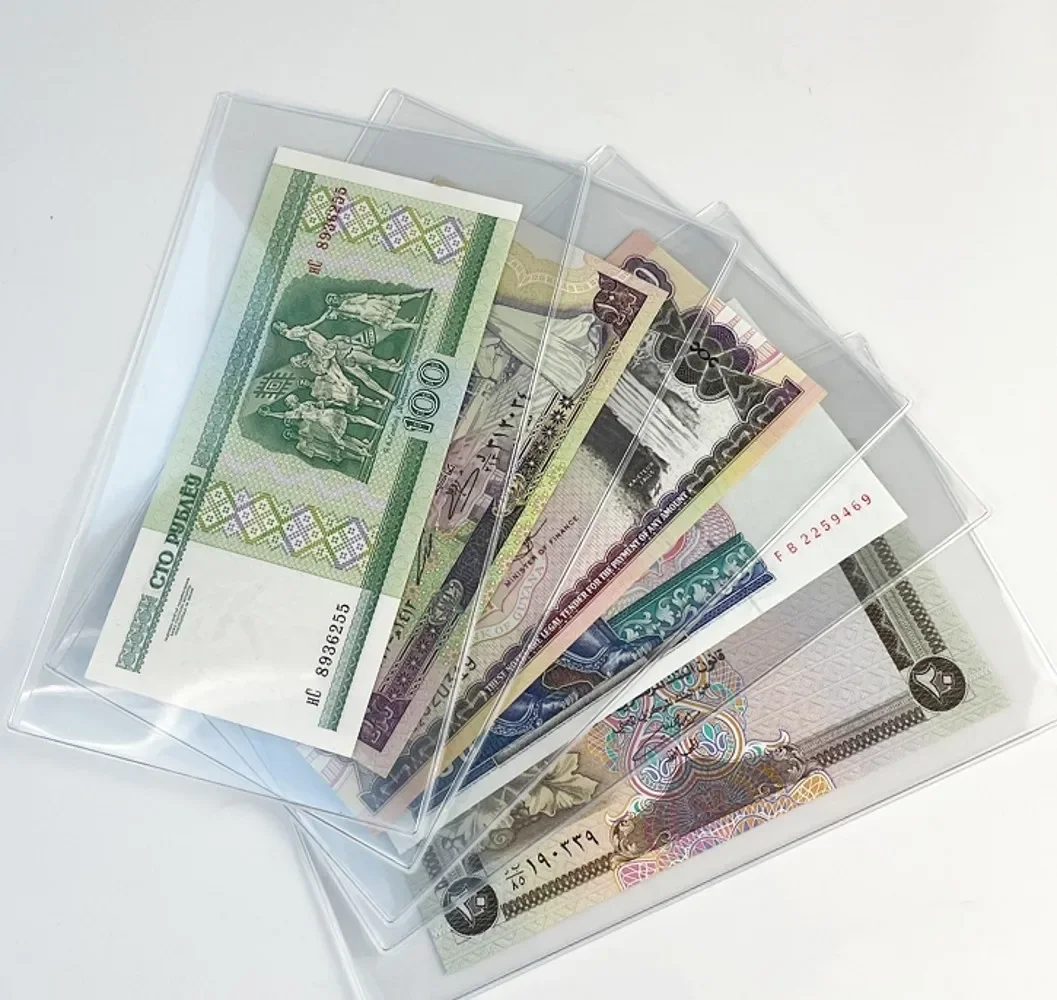 100pcs Clear Paper Money Sleeves Currency Sleeves and Holder Money  Collection PVC Page of Paper Money Coin Album Holders Box - AliExpress