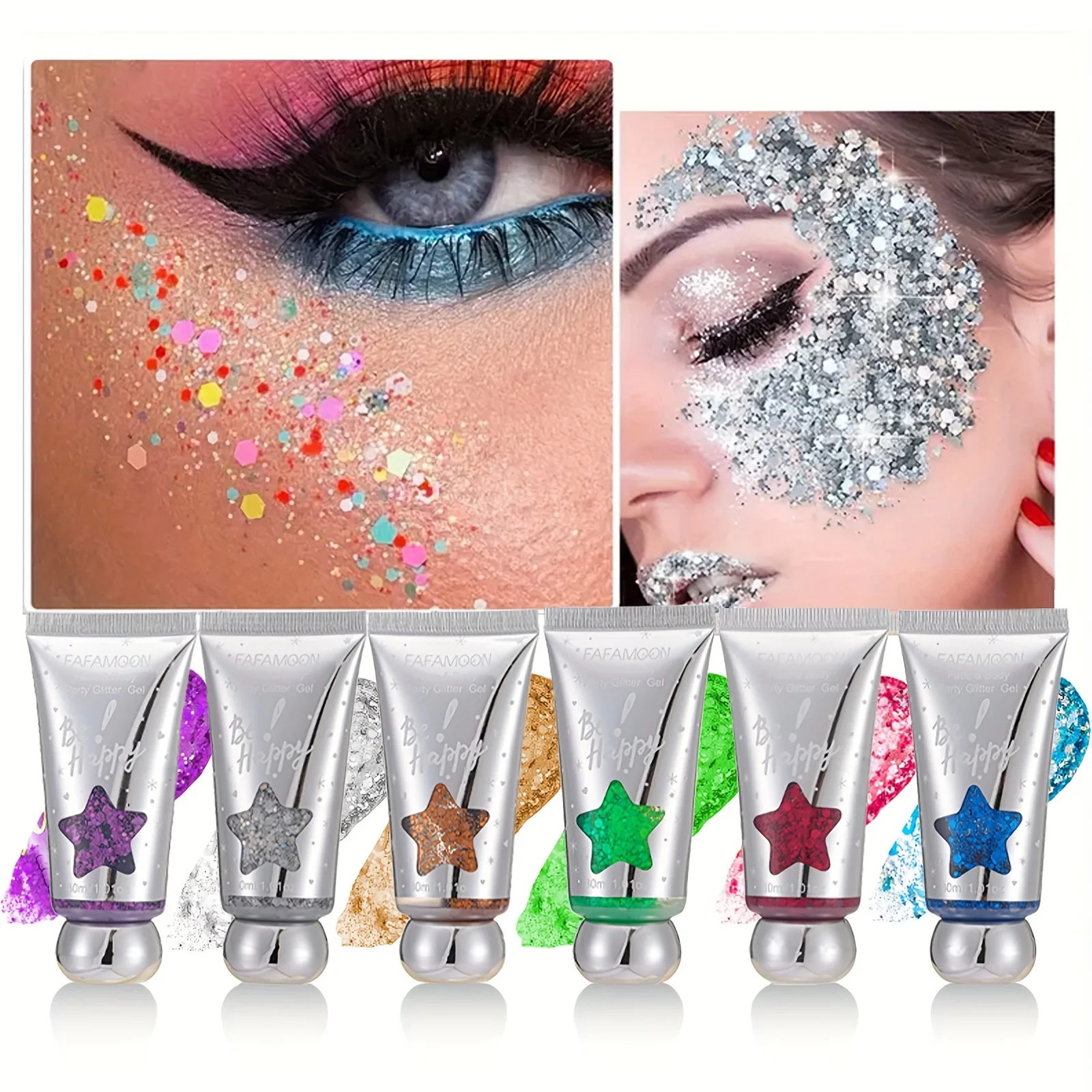Body Glitter Gel, Face Glitter Singer Concerts Festival Rave Accessories,Mermaid Sequins Glitter Face Paint,Sparkling Halloween 2