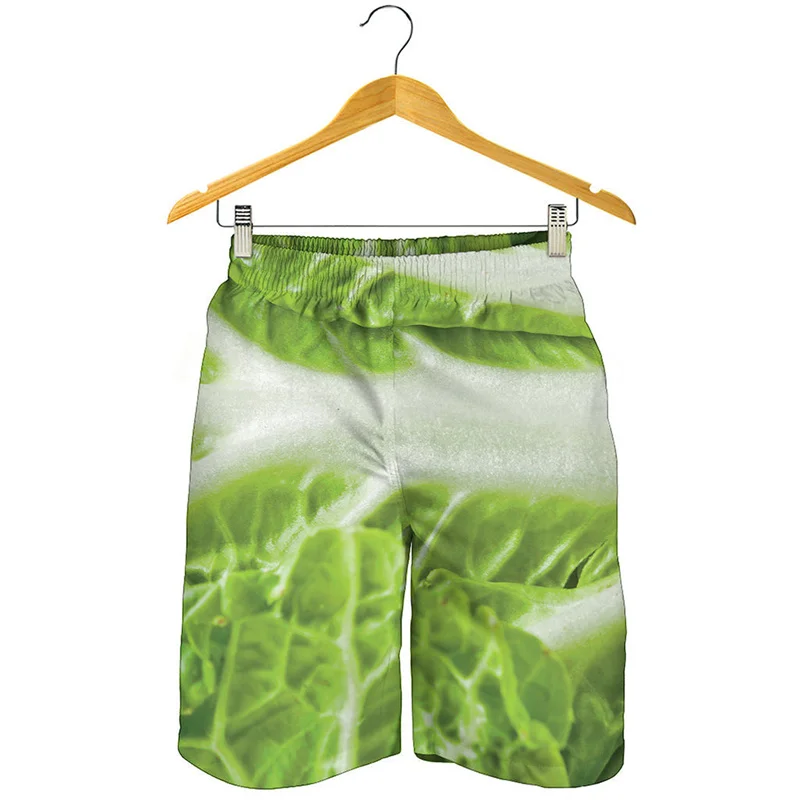

Chinese Cabbage Graphic Beach Shorts For Men 3D Printed Vegetable Leaf Oversized Surf Board Shorts Summer Quick Dry Swim Trunks