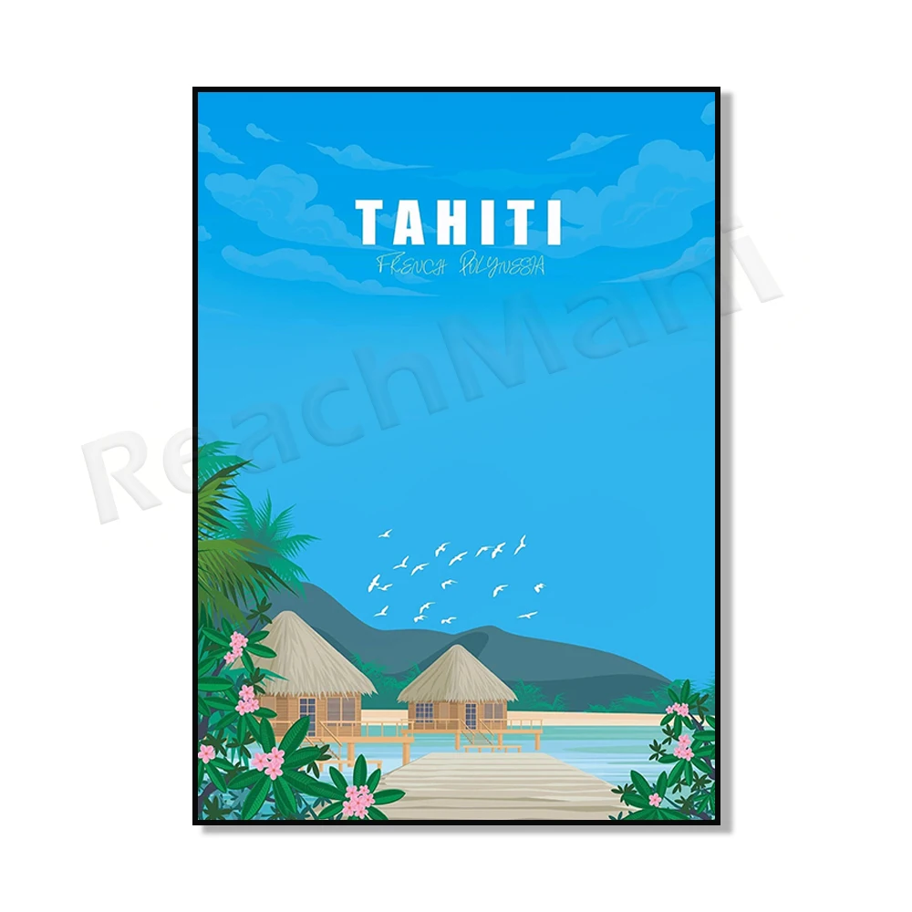 Tahiti poster, French Polynesia, Bora Bora, Mount Otemanu