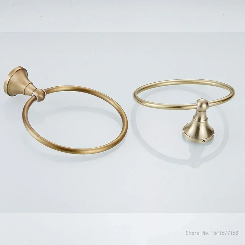 Brass Circular European Styles Antique Brushed Old Towel Ring Copper Creative Home Bathroom Supplies Towel Rack Hanging Ring 1Pc