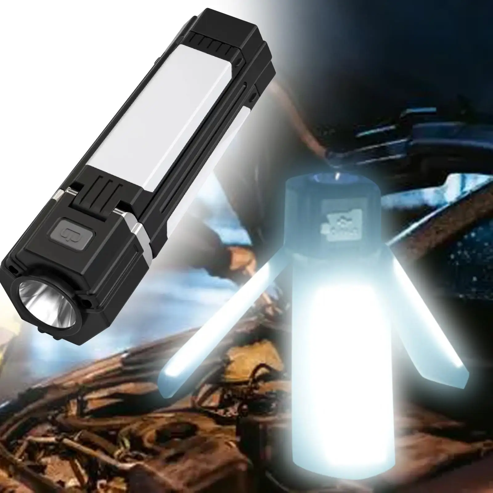 LED Flashlight Lantern USB Rechargeable Work Light for Hiking Garage Home