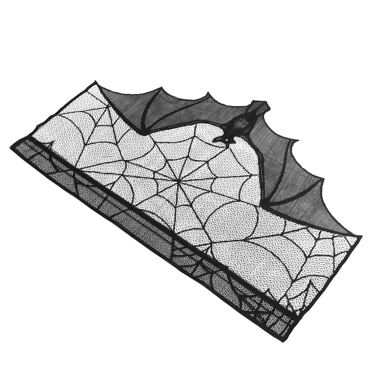 

Кружевная настольная дорожка Spiderweb для камина, черная искусственная мантия, шарф, крышка, летучая мышь для двери, окна, камина, 93x57cm
