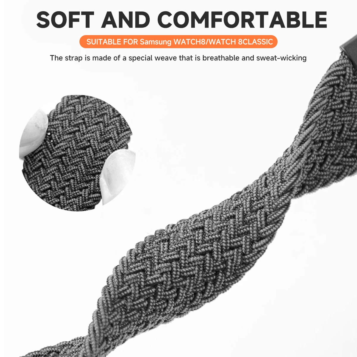 Magnetic Nylon Braided Solo Loop Bracelet - Adjustable Watch Strap