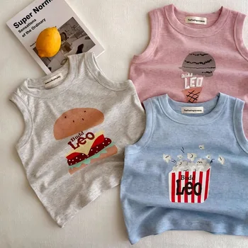 Canottiera estiva con girocollo in rete senza maniche, simpatico cartone animato, per neonati e bambini piccoli, ragazze, unisex 1