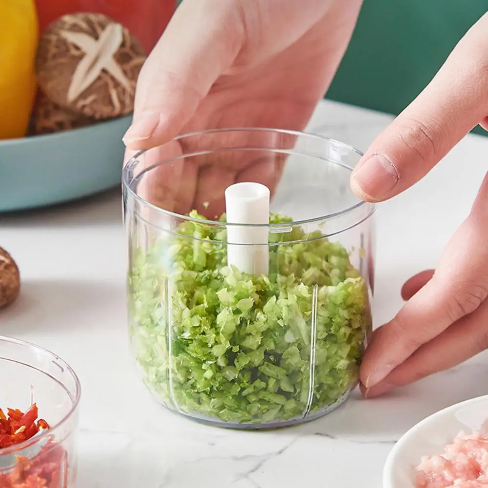 Garlic chopper rust-resistant stainless steel manual food processor blade easy rotate versatile vegetable chopper 200/400ML