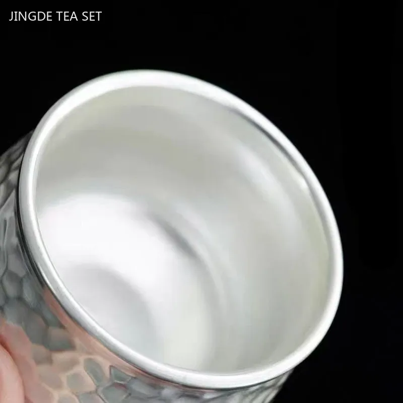 80ml High-end Silvered Ceramic Tea Cup Home Beauty Master Cup Handmade Portable Custom Small Tea Bowl High-quality Tea Set