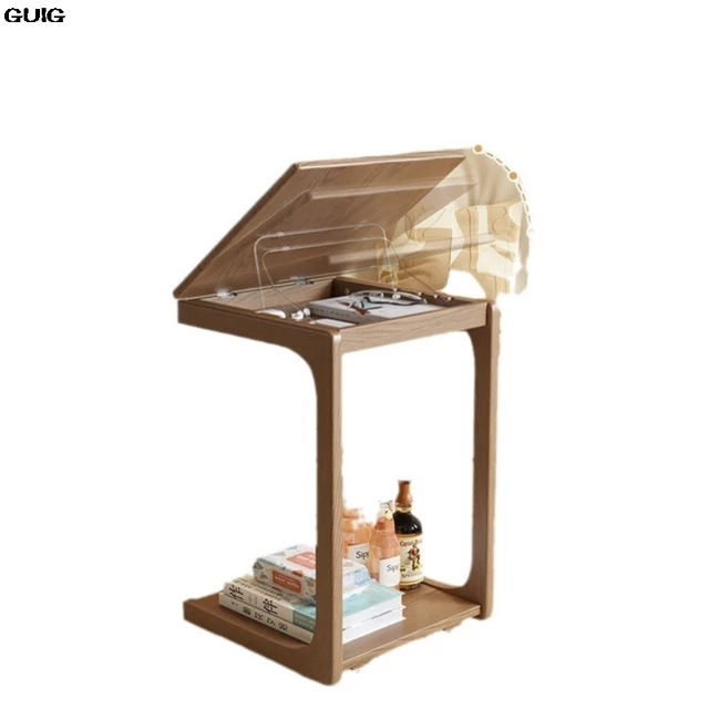 GUIG Mobile Small Coffee Table Home With Wheel Bedroom Multi-functional Clamshell Bedside Table Living Room Sofa Side Table 6
