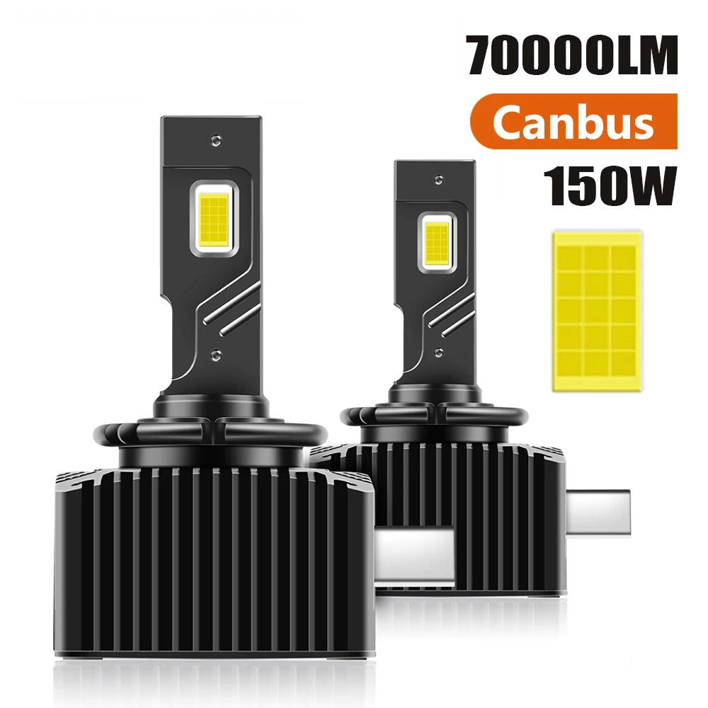 

2Pcs Super Bright D1S LED Headlights HID D3S D2S D4S D4R D1R D2R D3R 70000LM 150W Turbo LED CSP Chip 6000K White Plug&Play