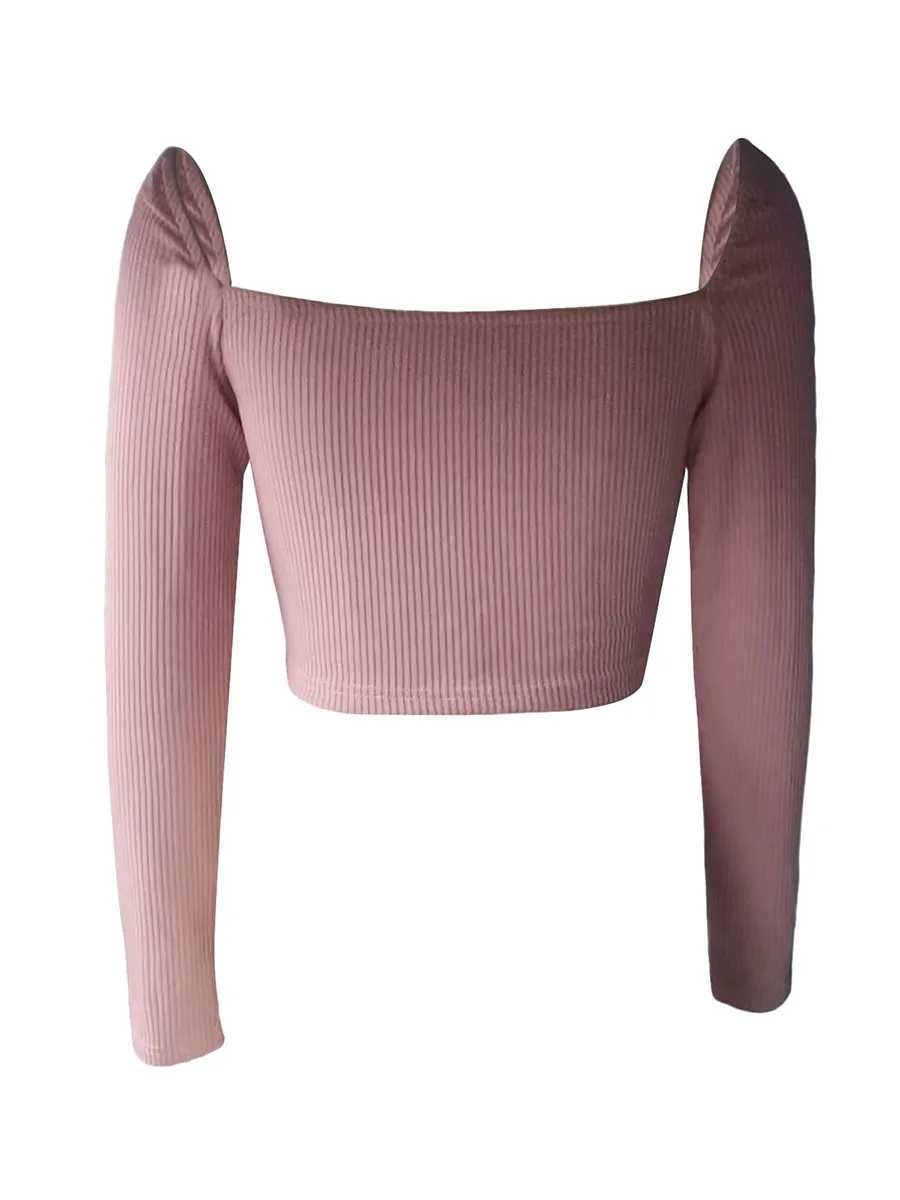 

Women s Summer Slim Crop Tops Ribbed Long Sleeve Sweetheart Neck Bow Tie Sweet Tops Streetwear