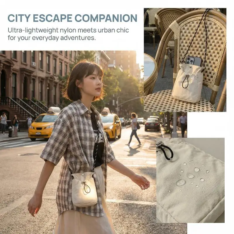 Nylon Crossbody Bag - Soft Mini Phone Wallet & Multifunctional Shoulder Purse