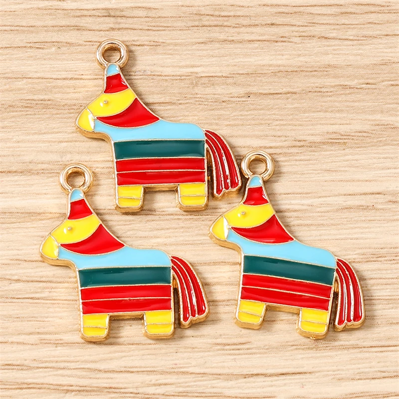 10 Stück 20 x 23 mm Cartoon Emaille Tier Trojanisches Pferd Charms Anhänger für Schmuckherstellung Tropfen Ohrringe Halskette DIY Bastelzubehör – Detail 5