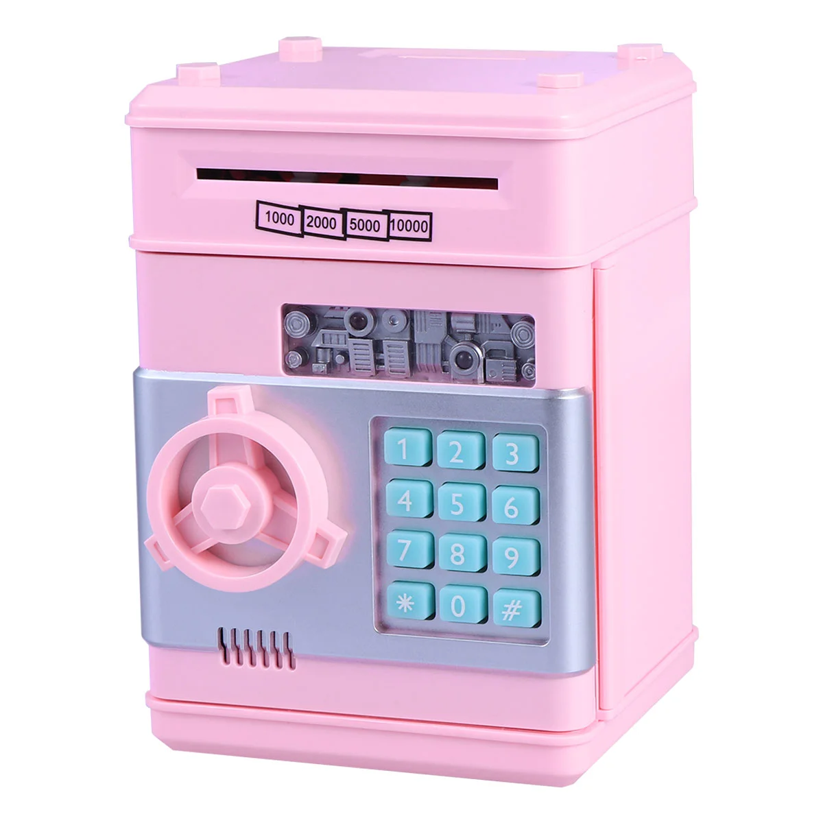 Children's Money Saving Bank Deposit Box Intelligent Voice Mini Safe and for Kids with Pass Code (Pink, Button Random Color)
