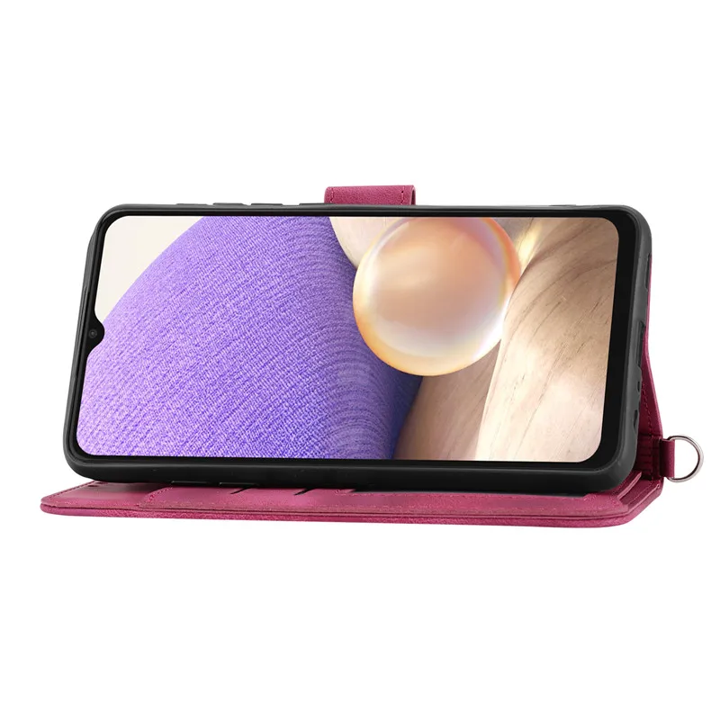 Leather Magnetic Flip Wallet Phone Case with Floral Design