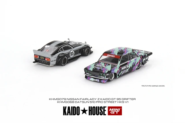 Kaido House x MINI GT 1:64 Datsun 510 Pro Street HKS V1 / Nissan Fairlady Z