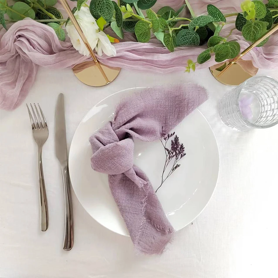 

42x42cm Raw Fringed Trim Cloth Napkins Set Of 4 Cotton Fabric Soft Reusable Retro Burrs Tea Towel Rustic Wedding Parties Decor