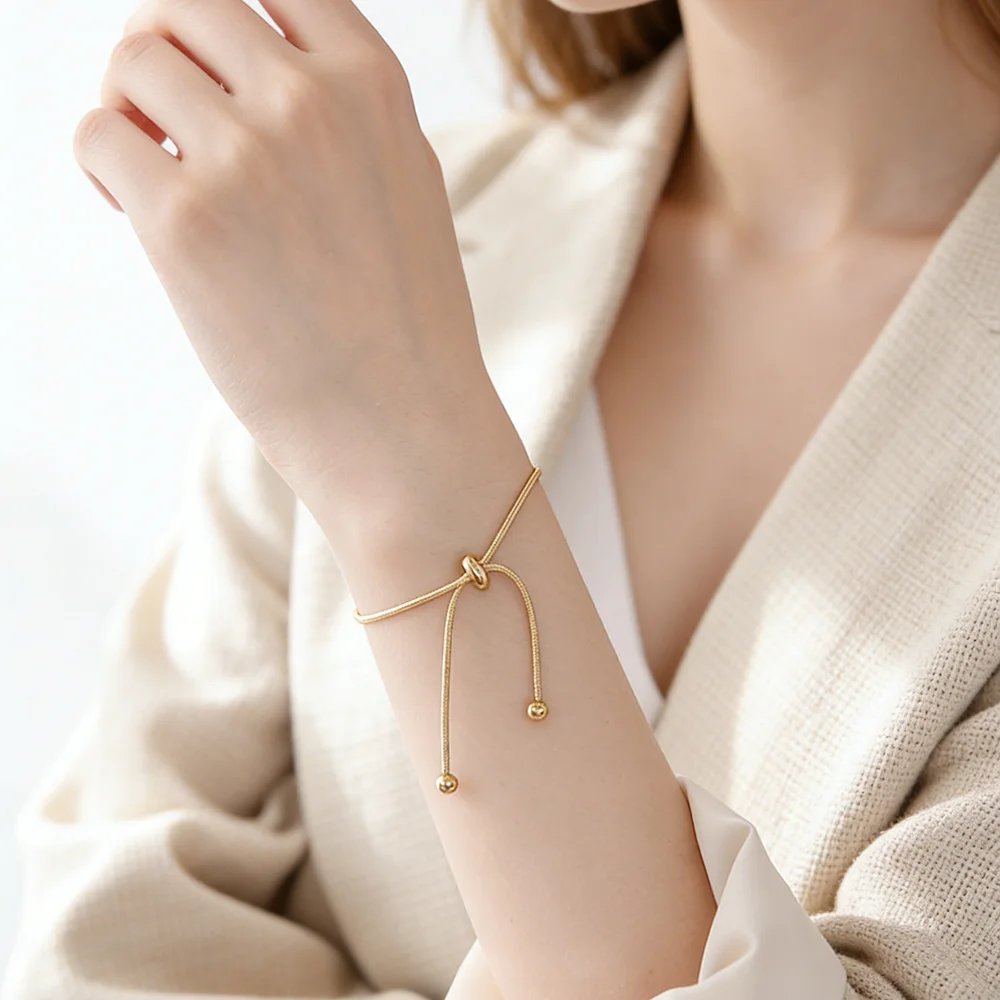 Schlichtes Design, ausziehbares verstellbares Armband aus Edelstahl, goldene Farbe, Schlangenkette, Armreif für Frauen, Mädchen, Männer, Perlen, Schmuck, Geschenk