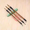 3Pcs Wood Writing Brushes Weasel Wool Hair Chinese Traditional Calligraphy Brush Set for Painting Pottery Ceramic Clay Writing 3