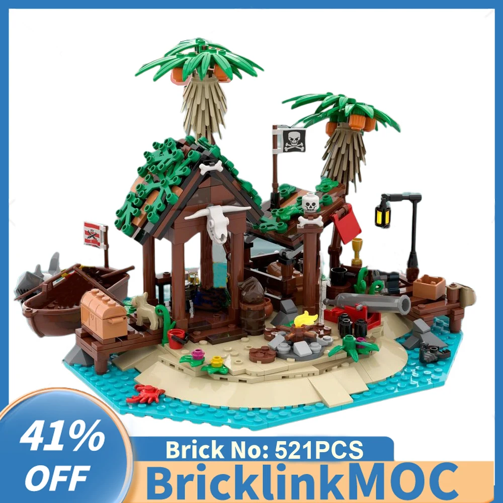 

New medieval Pirate Series MOC Pirates Cannon Shipwreck Island Smuggler Shanty DIY creative ideas childrenToy Gift buildingblock