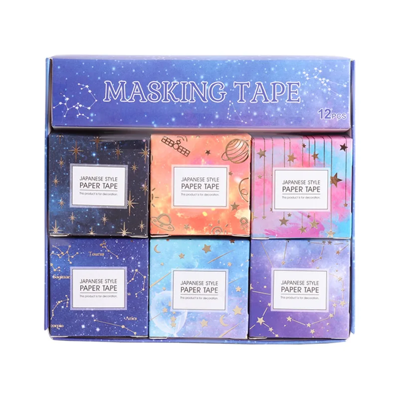 

SKYSONIC 6pcs/Pack Star Series Van Gogh Series Japanese Style Paper Masking Tape DIY Decorative Creative Stickers Single Box