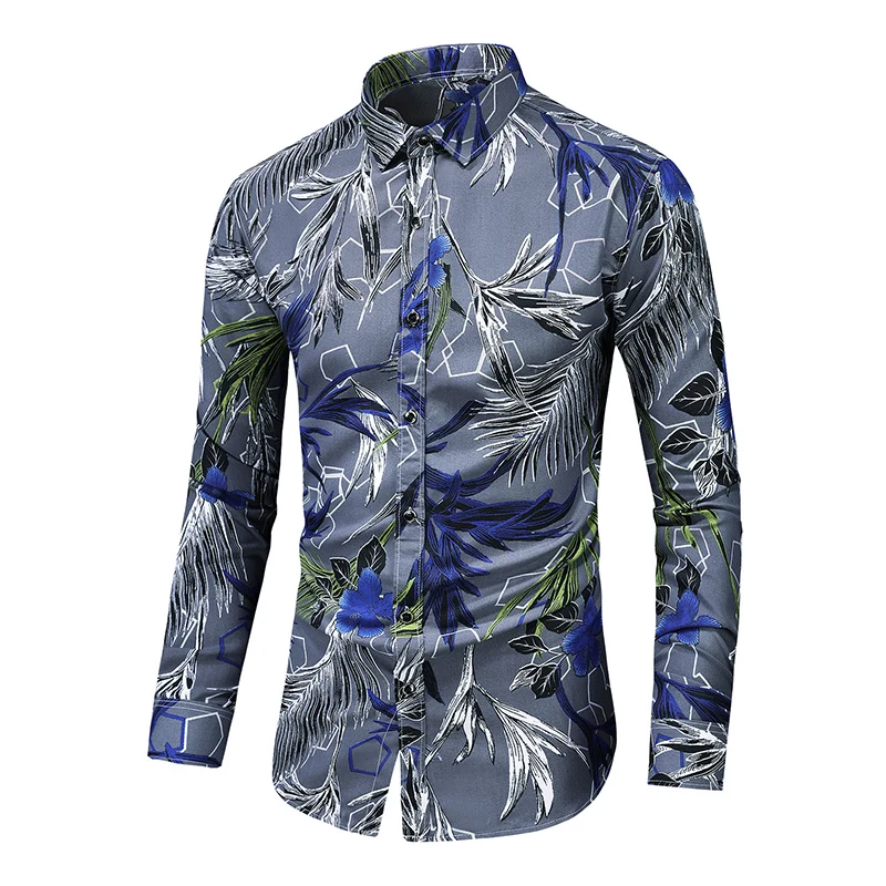 

Autumn Spring Men's Shirt New Fashion Flower Printing Long Sleeve Casual Clothing Floral Hawaiian Shirts Emo Aesthetic Kanye