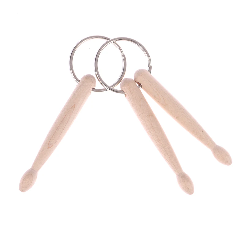 New Mini Beech Drum Sticks Keyrings Percussion Music Wood Drumsticks Keychain Key Ring Chain Man Women Boys Gift