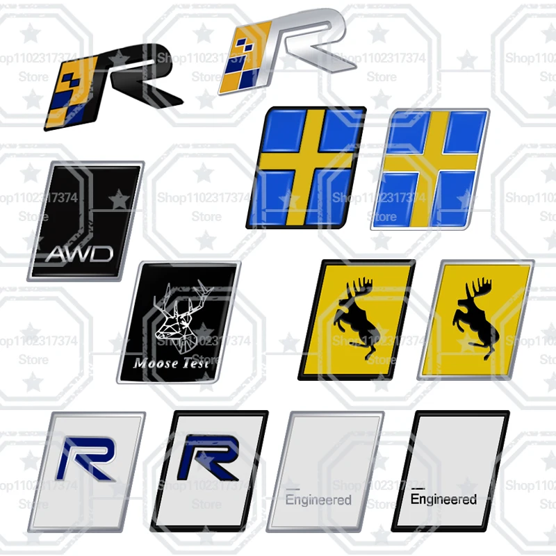 3D Svezia Flag Moose R Design Awd Emblem Metal Car Side Badge Adesivo Bagagliaio Posteriore Per Volvo D5 D6 B5 B6 Xc60 Xc90 Xc70 Xc40 V40