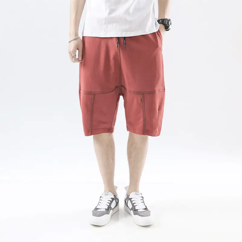 

2022 New Summer Men's Shorts Casual Big Size Cotton Solid Shorts Men Loose Outer Wear Knee Length Male Short Pants SIZE 5XL H02