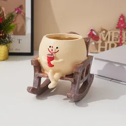 Mini Rocking Chair Resin Planter - Decorative Succulent Flower Pot for Home and Garden Decor (Style 2)