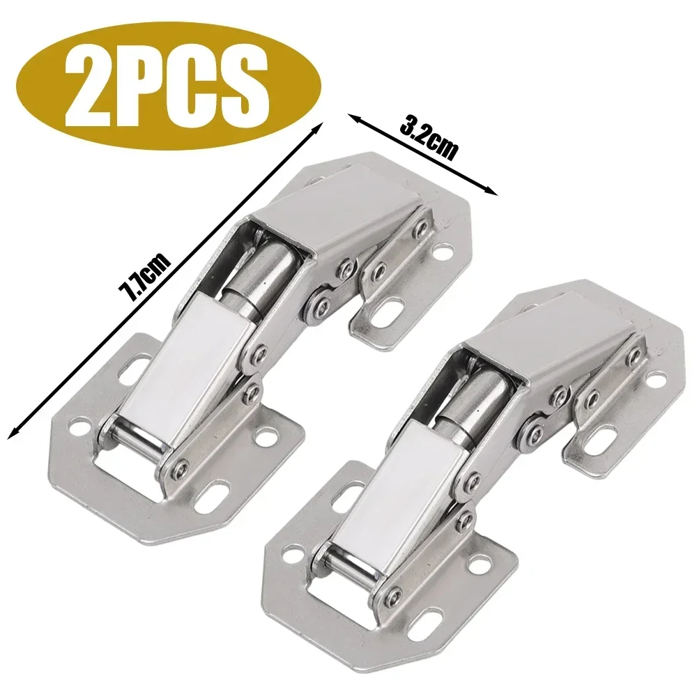 Stainless Steel Cabinet Hinges 90 Degree No-Drilling Soft Close 12-2PCS