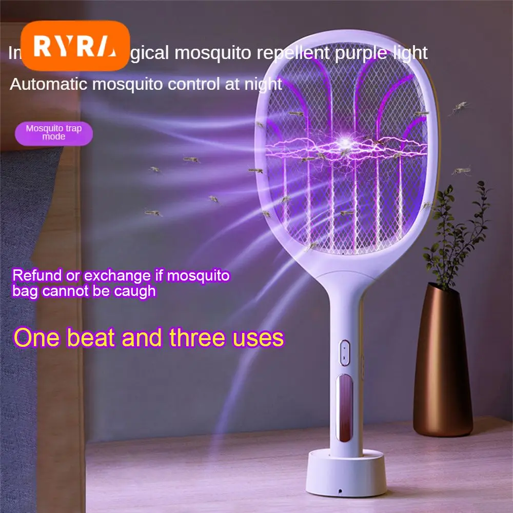 

3500V Electric Flies Swatter Killer with UV Light USB Rechargeable LED Lamp Summer Mosquito Trap Racket Anti Insect Bug Zapper