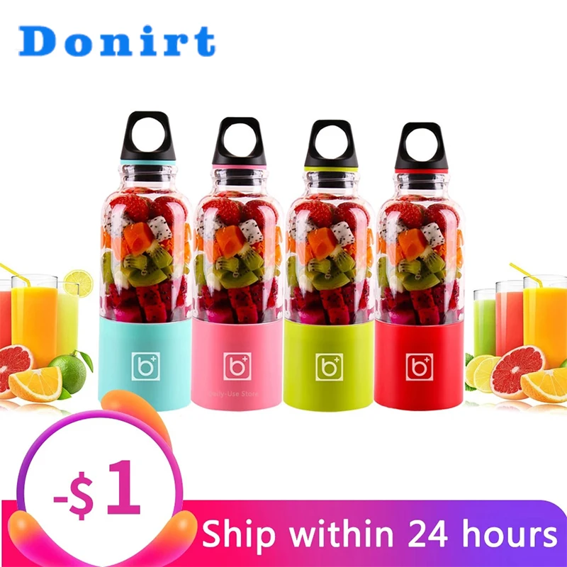 

2023 NEW 500ML 4 blade Portable Blender Juicer Machine Mixer Electric Mini Usb Food Processor Juicer Smoothie Blender Cup