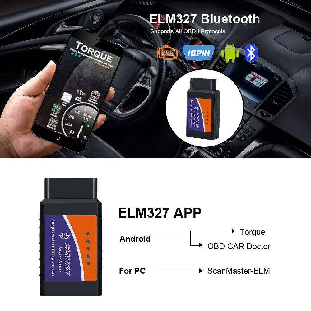 Diagnostic Instrument 1PC Android Windows ELM327 OBD2 V2.1 Bluetooth Car Detector Diagnostic Instrument Auto Fault Scanner Tool obd2 scanner obd code reader system diagnostic tool