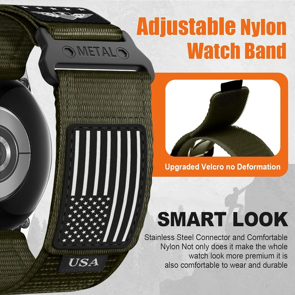 Durable Nylon Smartwatch Straps - Universal Fabric Bracelet, Adjustable 20mm/22mm Band