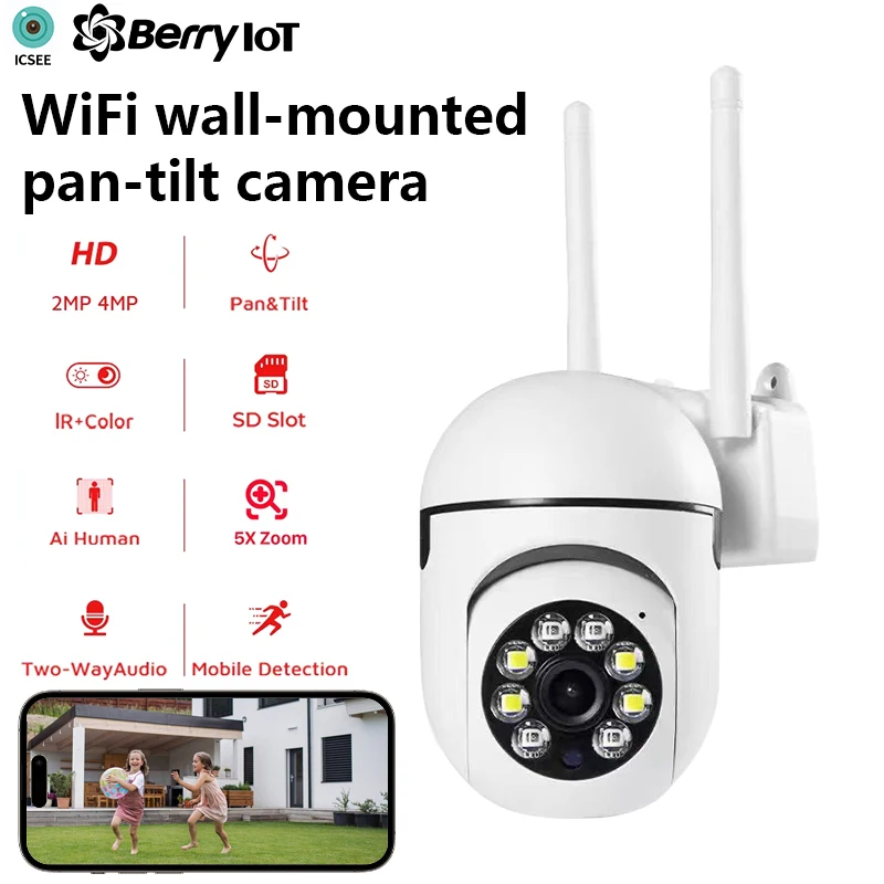 4MP 2K Mini WiFi PTZ Surveillance Camera | Human Detection, 5X Zoom, IP Camera, Home Security, Two-Way Audio, ICSEE App 1