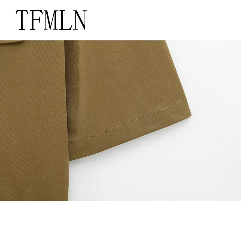 TFMLN Spring Summer New 2pcs Sets 2025 Women Solid Color Short Sleeve Shirts Pockets Tops Casual Shorts Sets