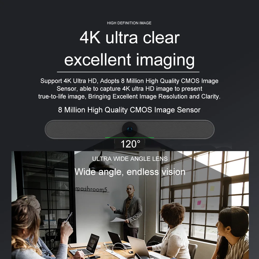 4K AI auto face tracking ePTZ camera all in one video conference system webcam built-in speaker and microphone