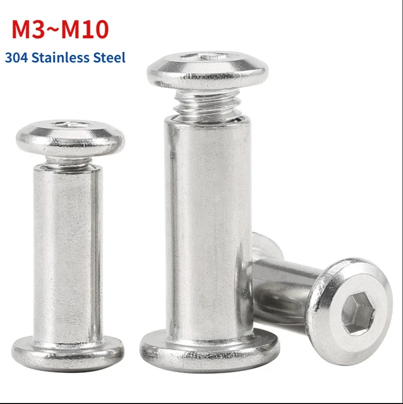 

100Set M6 *16mm 304 Stainless Steel Flat Hex Hexagon Socket Head Furniture Rivet Connector Insert Joint Sleeve Cap Nut