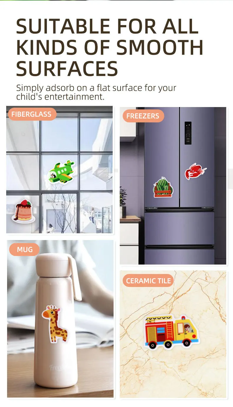 Kids' Reusable DIY Sticker Books Multi-Theme Bubble Paste Book Stickers Portable Montessori Sticker Toy Gifts for Children