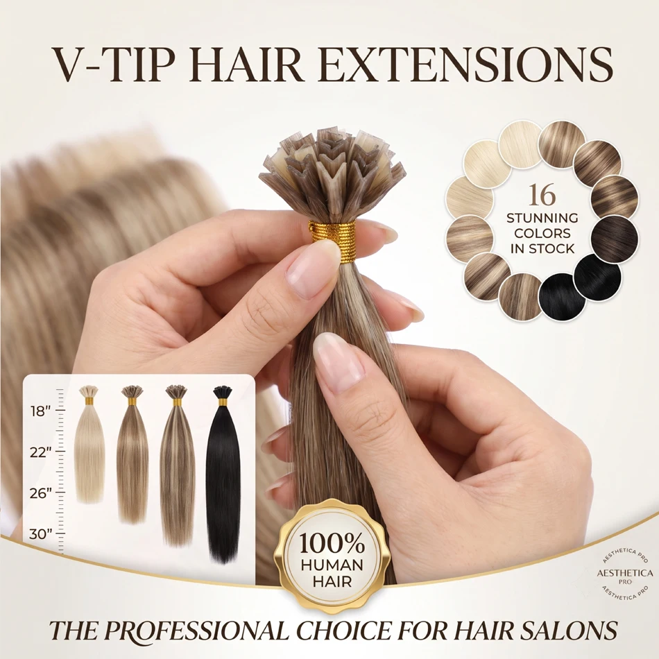 Extension per capelli con punta a V in vero capello umano al 100%, cheratina, capelli Remy, K-Tip, capelli brasiliani, morbidi, setosi, lisci, naturali per donna